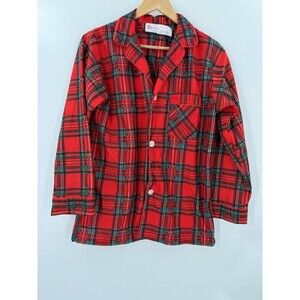 Vintage SILVIL Red Scotch Plaid Tartan Cotton USA Made Sleep Shirt DEADSTOCK